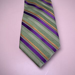 Robert Talbott Carmel Seven Fold Silk Necktie Purple/Green Striped Handsewn USA